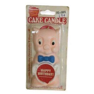 Looney Tunes Pig Candle Cake Topper 1979 Happy Birthday Wilton Porky NOS Vtg 70s